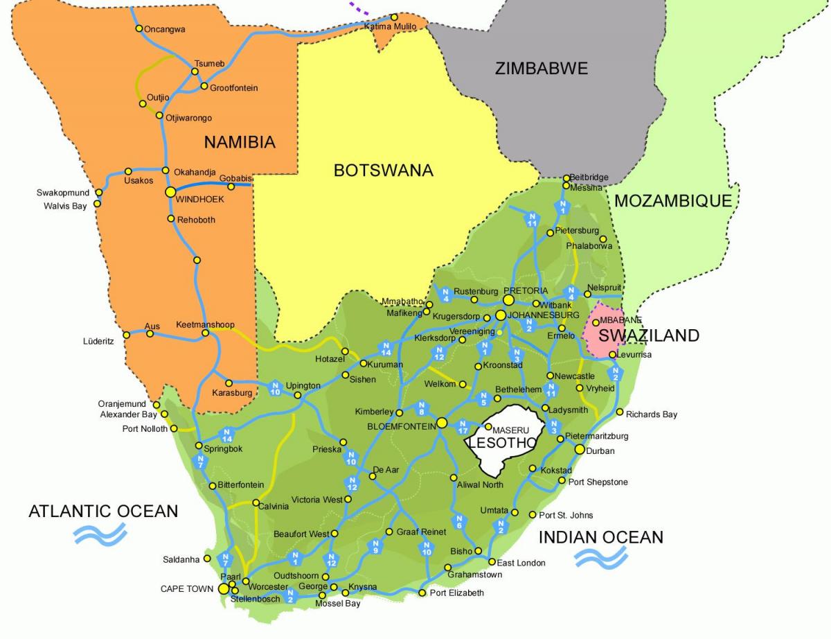 térkép Lesotho, dél-afrika