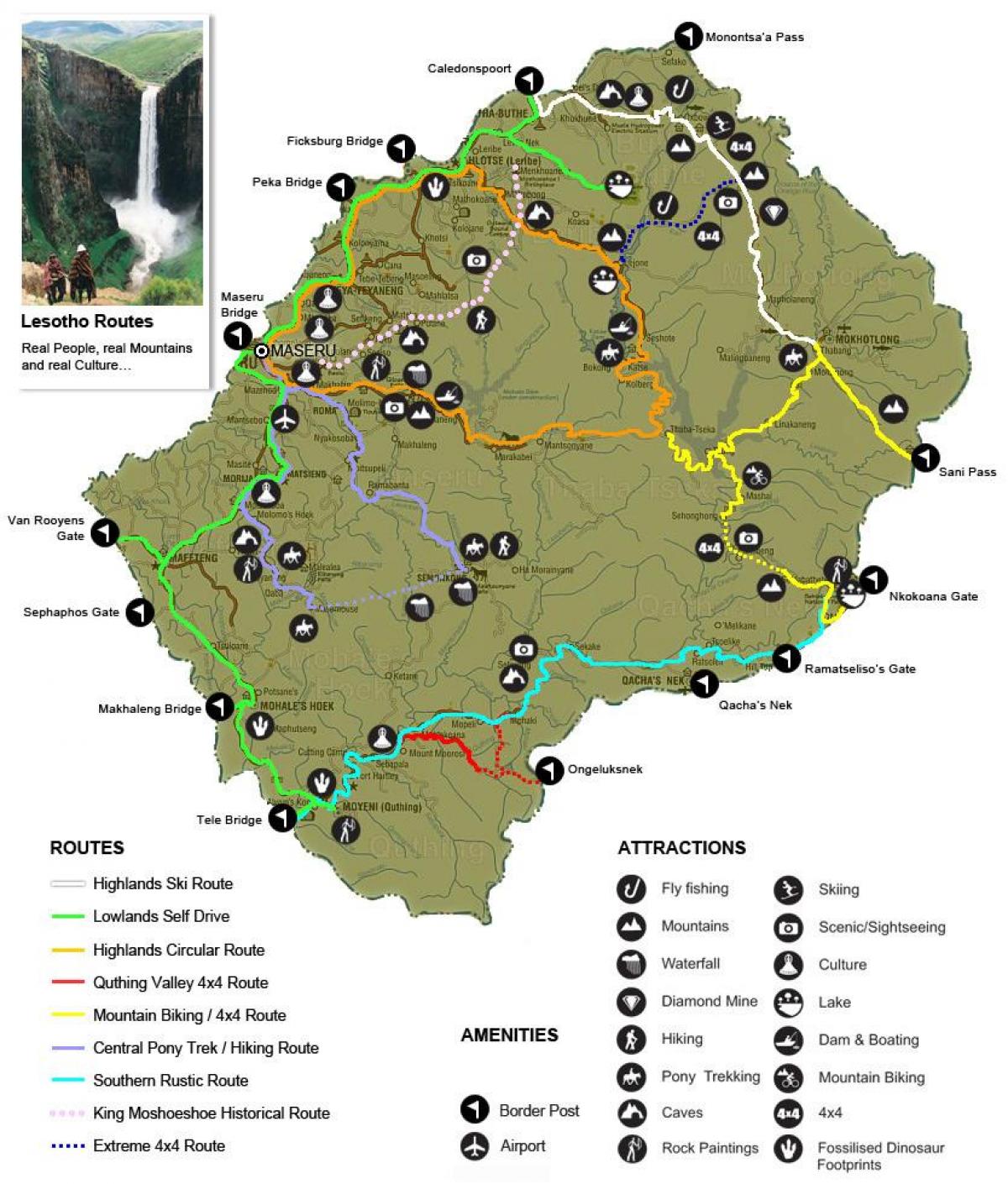 térkép Lesotho turista