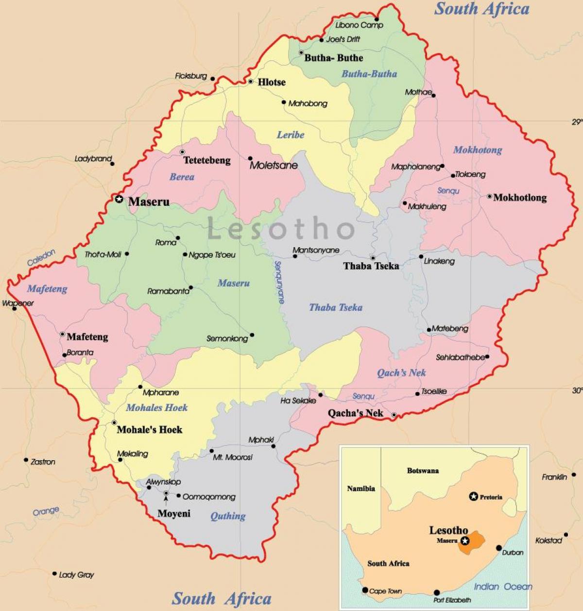 a térkép Lesotho