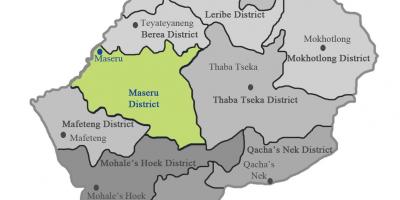 Térkép Lesotho mutatja kerületek
